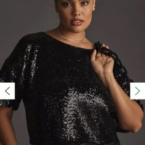 Elegant Black Sequin Crop Top